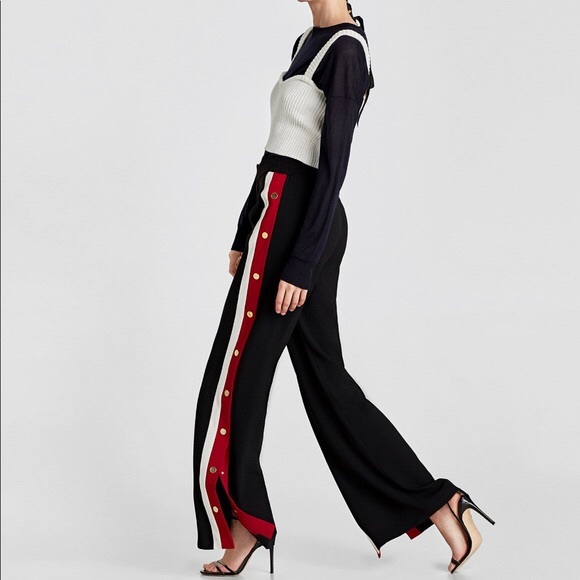 Snap Button Wide Leg Pants Outlet Shop 